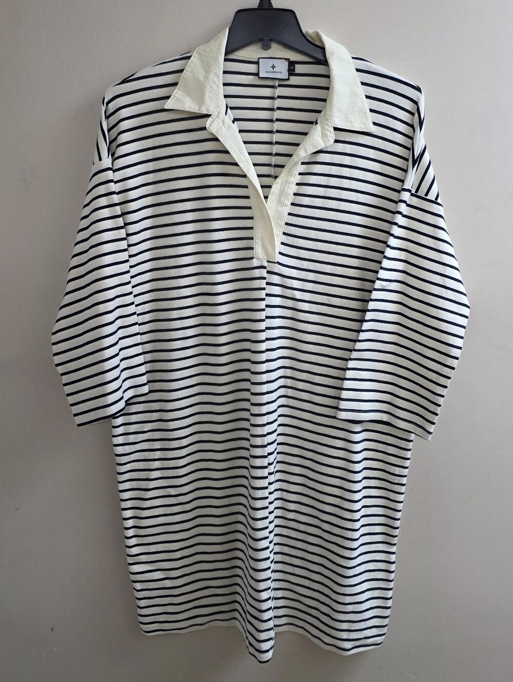 Tuckernuck Navy Striped Ashton Knit Polo Shirt Dress XXL